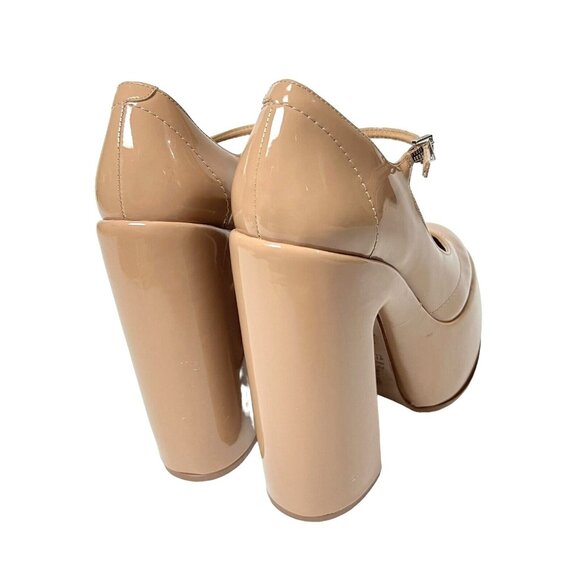 SCHUTZ Zayne Mary Jane Heels Size 7.5 Platform Chunky Pump Patent Pressego Tan - Picture 9 of 16
